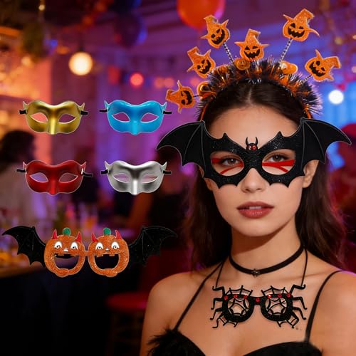 Halloween Photo Booth Props & Decorations Set - 110 Pieces Party Favors for Kids & Adults