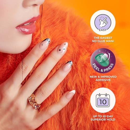 Drop-Dead Gorg Halloween Press On Nails - White Almond Glow-In-The-Dark, No Glue, Medium, Glossy