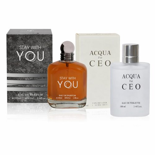 Stay With You Men's Parfum Set - 2 Pack 3.4 Oz Eau de Parfum | Warm, Sweet & Smoky Cologne Gift Set