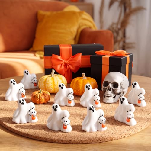 Mini Ghost Dog Figurines - Halloween Resin Decorations, 50 Pcs, Puppy Pumpkin Ghost - Dog Variation