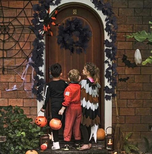 2 Pack Black Maple Leaf Garland Vines - Halloween & Autumn Decor, 11.4Ft