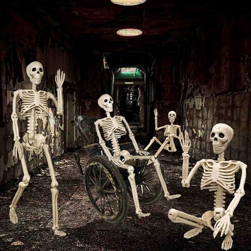 2 Pack 36-Inch Life Size Human Skeletons for Halloween Decorations - Movable Joints, Yard & Party Decor