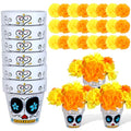 Day of the Dead Skull Vase Centerpiece Set with Marigold Flowers - Variation: Skull