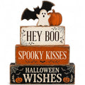 Halloween Wooden Tiered Tray Decor Set - Ghost & Jack O Lantern Signs, Indoor Festive Display