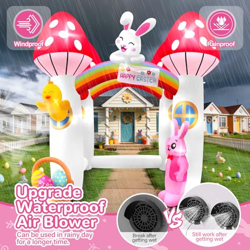 10FT Easter Bunny Inflatable Archway with Lights for Outdoor Decor