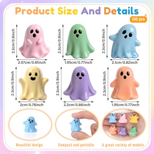 Halloween Mini Resin Ghost Figurines Set - Pastel Tiny Decor Collectibles