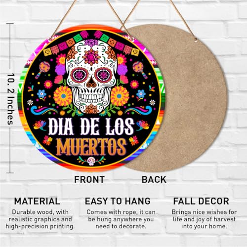 Day of The Dead Wall Decor Sign - Mexican Skull Hanging Halloween Decoration