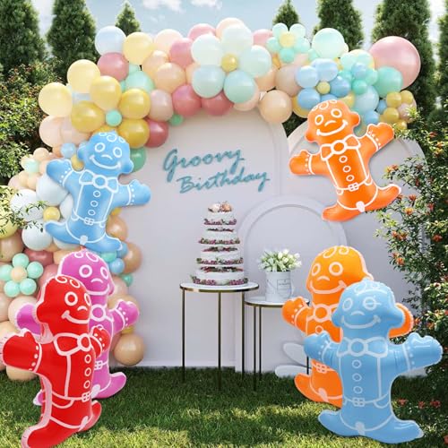 Inflatable Gingerbread Man Balloons Party Decorations - 4 Pack for Christmas Halloween Birthday
