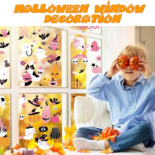 105 PCS Halloween Window Clings Set - Reusable Ghost Pumpkin Skeleton Decor for Indoor & Outdoor