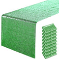 Pufogu Grass Green Sequin Table Runner 12x72 Inches, 10 Packs - Party Decor