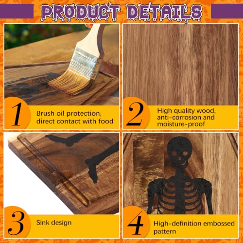 Halloween Coffin Charcuterie Board with Skeleton Engraving - Party Decor