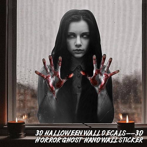 Halloween Female Ghost Wall Stickers - Spooky Bloody Silhouette Decals for Haunted House & Party Decoration