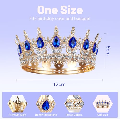 Women’s Queen Tiara Crown for Weddings Birthday Party Decorations Blue