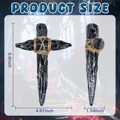 Rustic Gothic Cross Figurine Decor Resin Wall Sculpture for Home or Altar