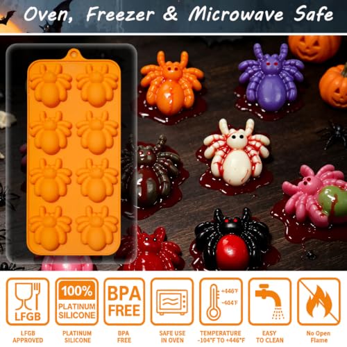 Halloween Spider Silicone Mold for Candy, Resin & Baking - 8 Cavities