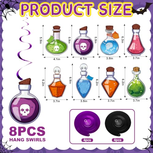 Halloween Potion Bar Banner with Glitter Swirls and Bats - Haunted House Party Decor
