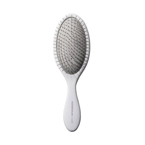 Addendum Hair Luxury Wet Hair Brush - Ergonomic Detangler with Stainless Steel Bristles - White