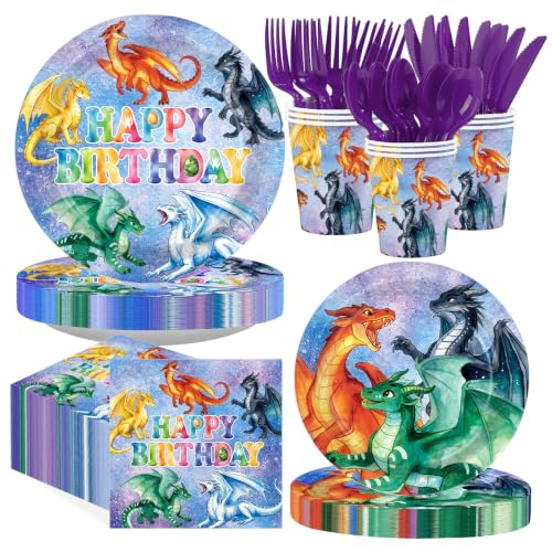 Dragon Theme Birthday Party Supplies Set - Serves 24 Kids