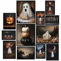 Halloween Ghost Wall Decor Set - 12 Spooky Pumpkin Art Prints for Gothic Room Decor