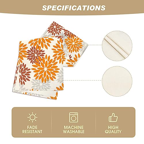 Orange Dahlia Floral Fall Table Runner 13x72 Inch Seasonal Kitchen Decor