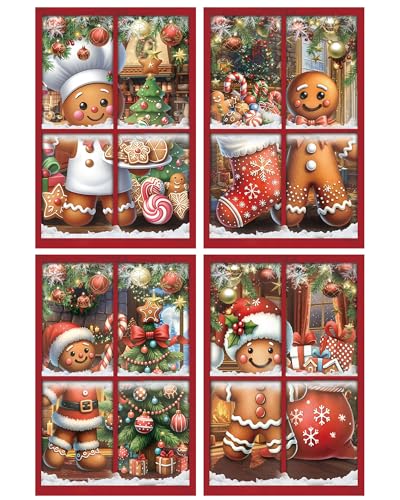 Christmas Gingerbread Man Curtain Set - 4 Piece Holiday Window Decor - Variation: Gingerbread Man