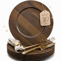 30 Count 13-Inch Faux Wood Charger Plates Set for Dinner Table Decor