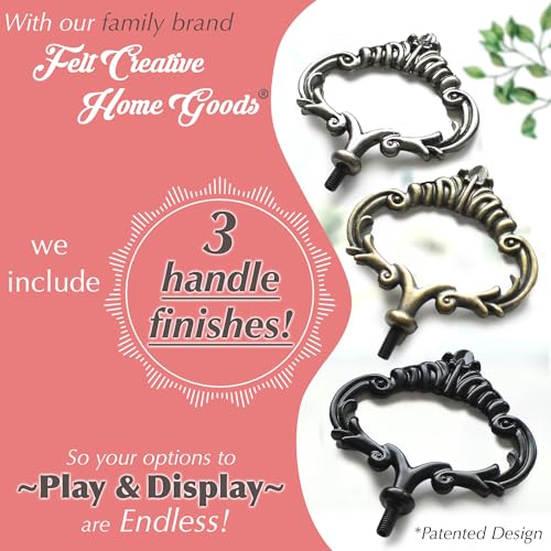 12.6 Inch Black 2-Tier Rustic Tray Stand with 3 Changeable Handles for Kitchen & Home Decor