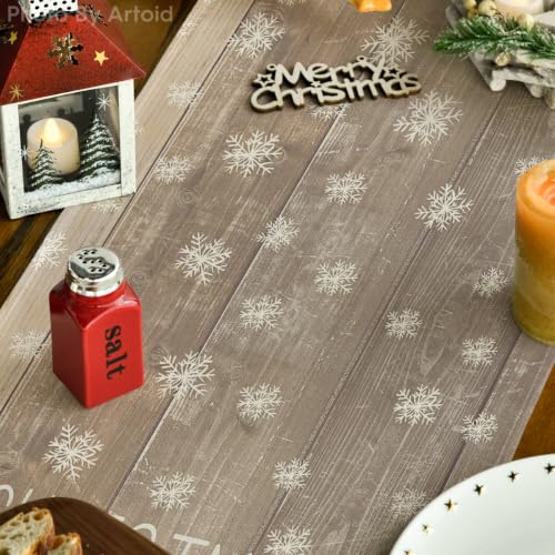 Christmas Pine Tree Table Runner 13x72 Inch Home Party Decor - Wood Variation