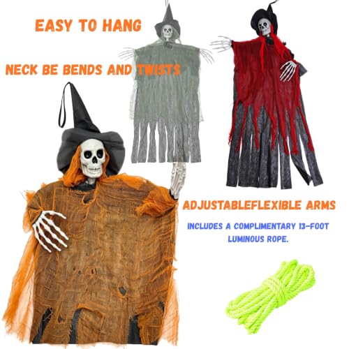 Halloween Hanging Ghost Decorations Set - Spooky 4-Pack, 35-Inch Flying Spirits for Outdoor & Indoor Haunted House, Porch, Yard