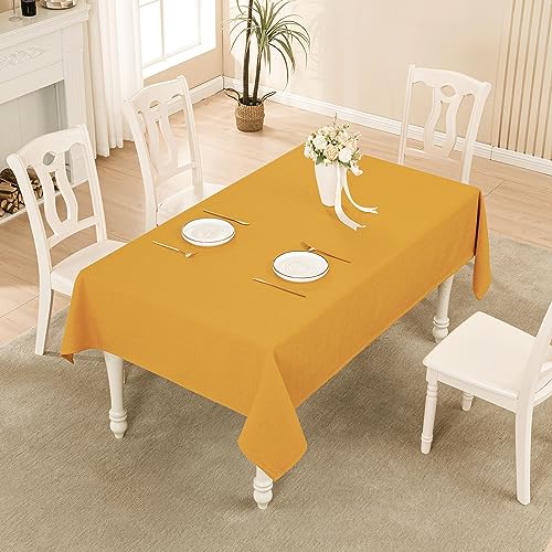 Waterproof Linen Style Rectangle Tablecloth 70x55 Inches - Gold Orange