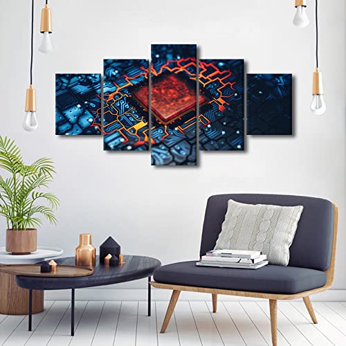 Motherboard Circuit Wall Art Canvas - 60x32 Inches, Modern Tech Decor - Variation of Artwork-08