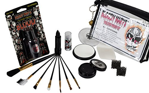 Skeleton Makeup Kit for Halloween and Horror FX - Face Paint, Blood, Brushes