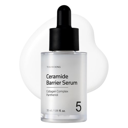 TOSOWOONG Ceramide Barrier Serum, Hydrating Serum for Face, 1,250ppm Ceramide Complex, Niacinamide, Collagen, Panthenol, Centella, Glass Skin, Fragrance-free, Korean Skin Care, 33 ml / 1.11 fl. oz.
