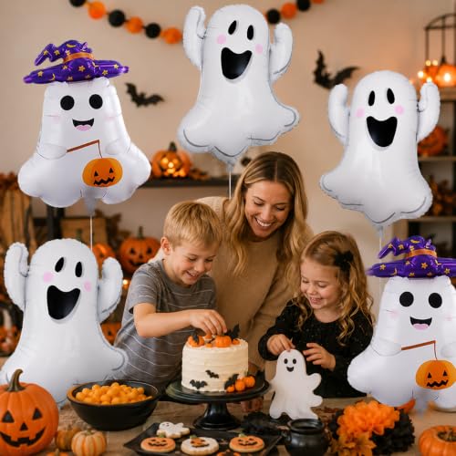 Halloween Ghost Balloons Set - Foil Party Decorations for Halloween