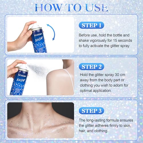 Rainbow Face and Body Glitter Spray - 4.05oz Festival Rave Accessories - Lezero Variation