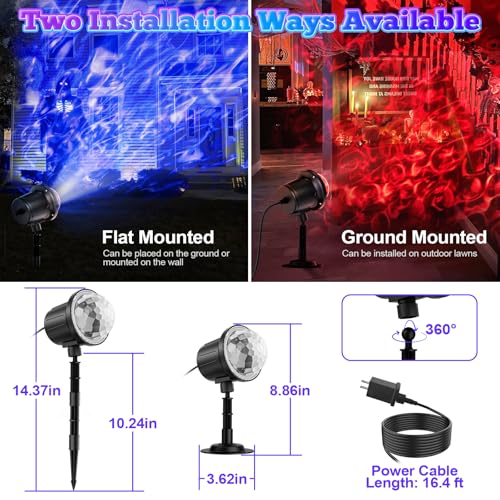 Outdoor Halloween RGBW Ocean Wave Projector Light with Remote & Timer - Black / 1