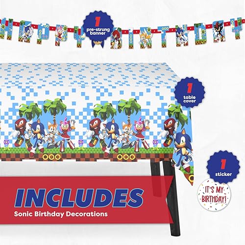 Sonic Birthday Party Decorations Banner & Table Cloth Set