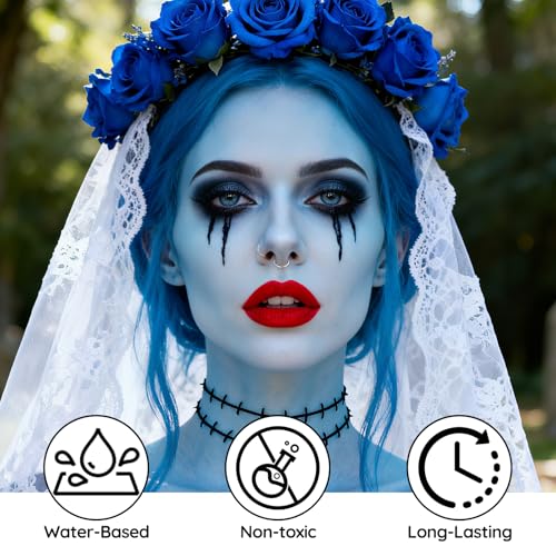 Black White Light Blue Water-Based Face Paint for Halloween & SFX - PASNOWFU