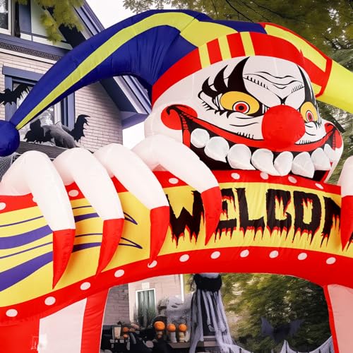 10.2ft Halloween Inflatable Clown Arched Yard Decor with LED Light for Outdoor & Indoor
