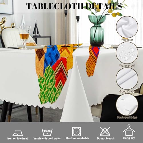 Africa Map Tablecloth 52x70 Inch Rectangular Polyester Table Cover for Indoor Outdoor Dining