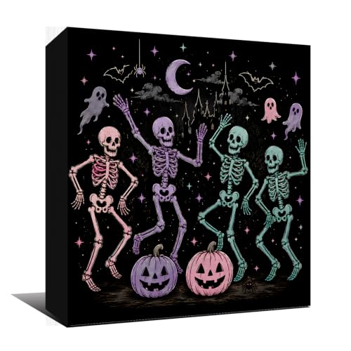 Gothic Skeleton Halloween Decor Wooden Skull Sign - Variation Q