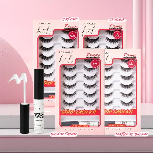 Wispy False Eyelash Strips Kit - 7 Pairs with Glue - Fairy Style Variation of THIS listing