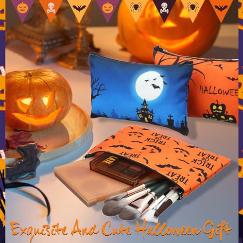 Halloween Makeup Bags - Ghost Bat Skull Zipper Pouch, 20 Pack, 5x8 Inches