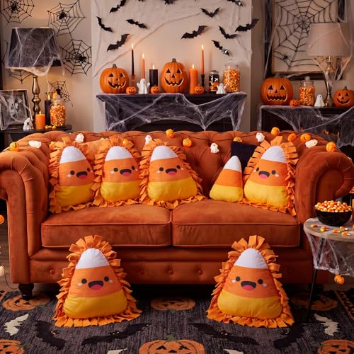 Halloween Candy Corn Pillow DIY Craft Kit - 6 Sets, No-Sew Fall Decoration