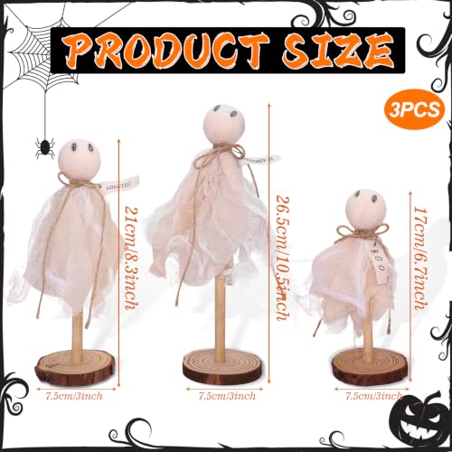 Halloween Ghost Table Centerpiece Decorations Set - Primitive Wooden Halloween Decor