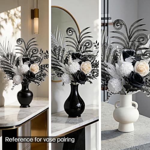 Gothic Artificial Flower Bouquet - 17-Inch Minimalist Home Decor, Champagne & Black