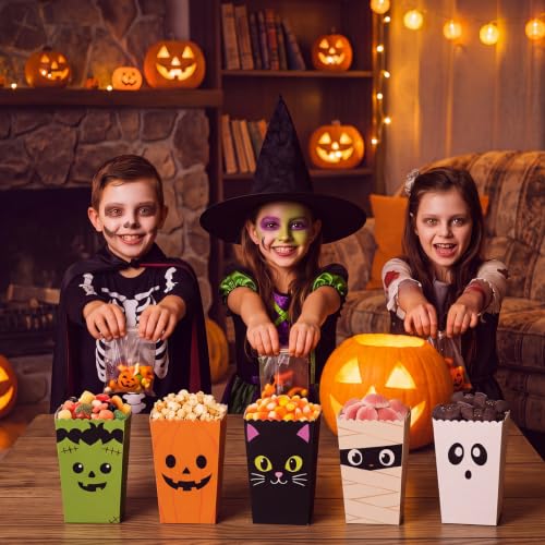 Halloween Popcorn Boxes 50 Pcs Cute Monster Variation Treat Buckets for Party