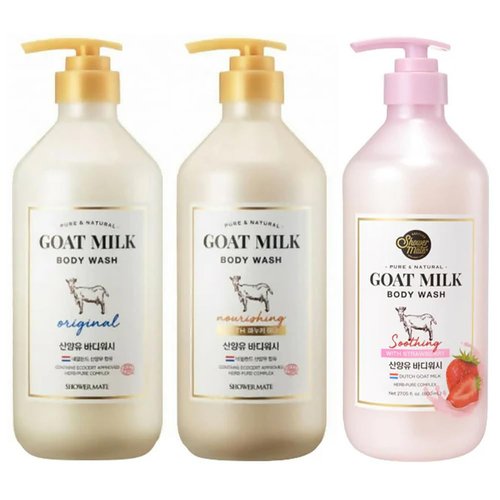 SHOWERMATE Premium Goat Milk Body Wash, 27 Fl Oz, Pack Of 2 (Strawberry)