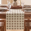 Farmhouse Table Runner 12x72 Inch Beige Brown Rustic Embroidered Kitchen Decor