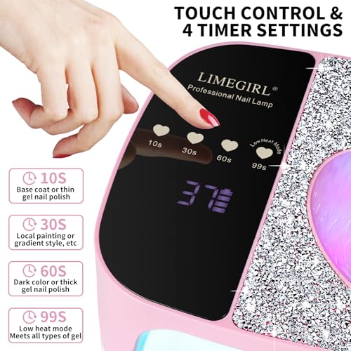 Pink UV LED Nail Lamp Kit for Gel Polish - Fast Curing, Rechargeable & Cordless